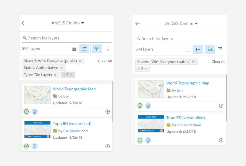 Collapsed filter chips above the Item Browser results list