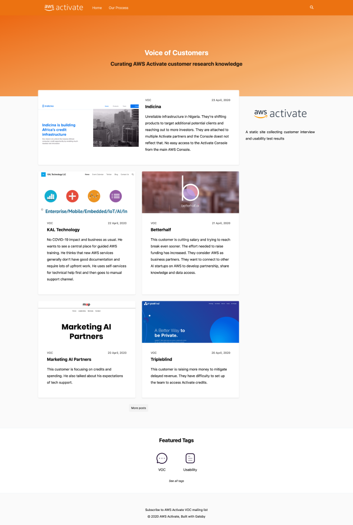Internal research repository for startup interview insights
